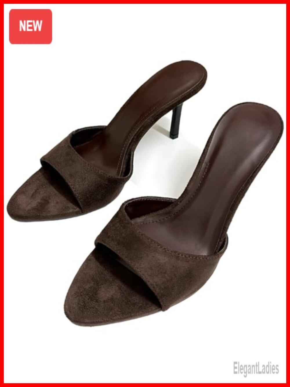 Suede Pointed Toe Stiletto High Heel Mules Backless Slip-On Sandals